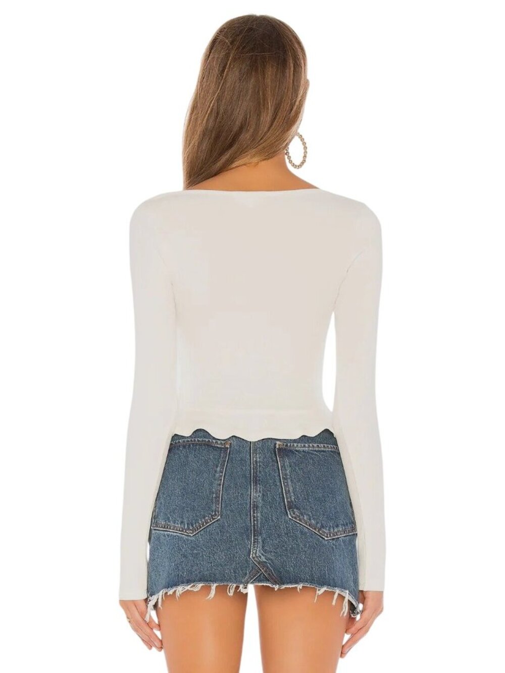 superdown Priscilla Ribbed Top in White X-Small New Womens Long Sleeve Blouse - Picture 2 of 9